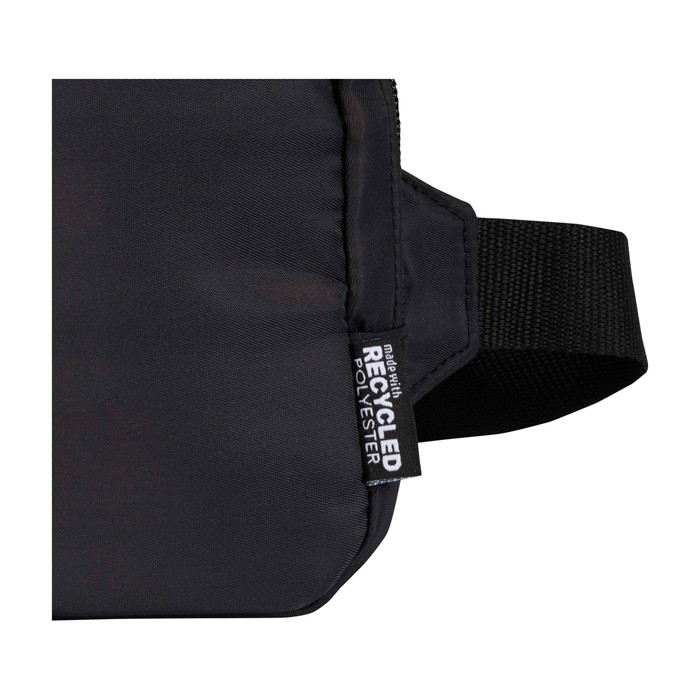 Bolso bandolera de viaje de poliéster reciclado con compartimiento 1L color negro vista detalle 1