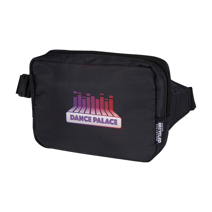 Bolso bandolera de viaje de poliéster reciclado con compartimiento 1L color negro