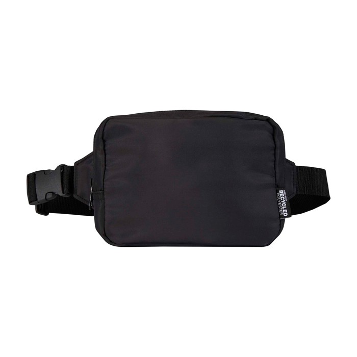 Bolso bandolera de viaje de poliéster reciclado con compartimiento 1L color negro segunda vista frontal