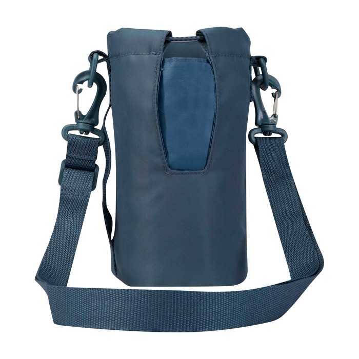 Bolsa de viaje para botellas hecha de materiales ecológicos 2L color azul cian segunda vista trasera Bolsa de viaje para botellas hecha de materiales ecológicos 2L color azul cian segunda vista trasera