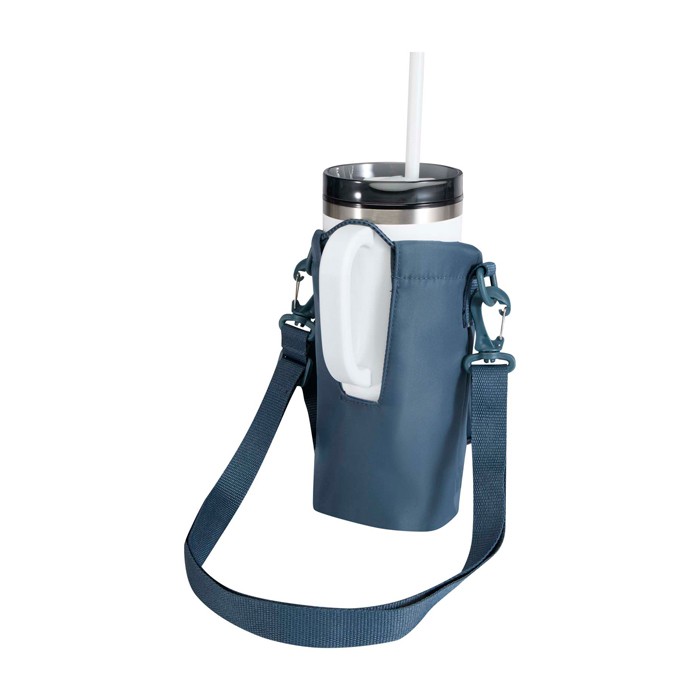 Bolsa de viaje para botellas hecha de materiales ecológicos 2L color azul cian tercera vista Bolsa de viaje para botellas hecha de materiales ecológicos 2L color azul cian tercera vista