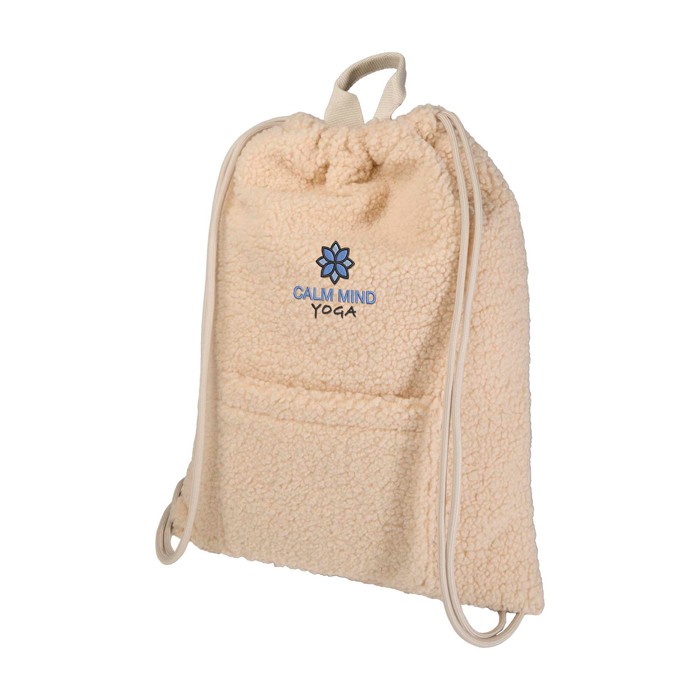 Mochila de cuerdas de sherpa reciclada con bolsillo frontal 9L color natural