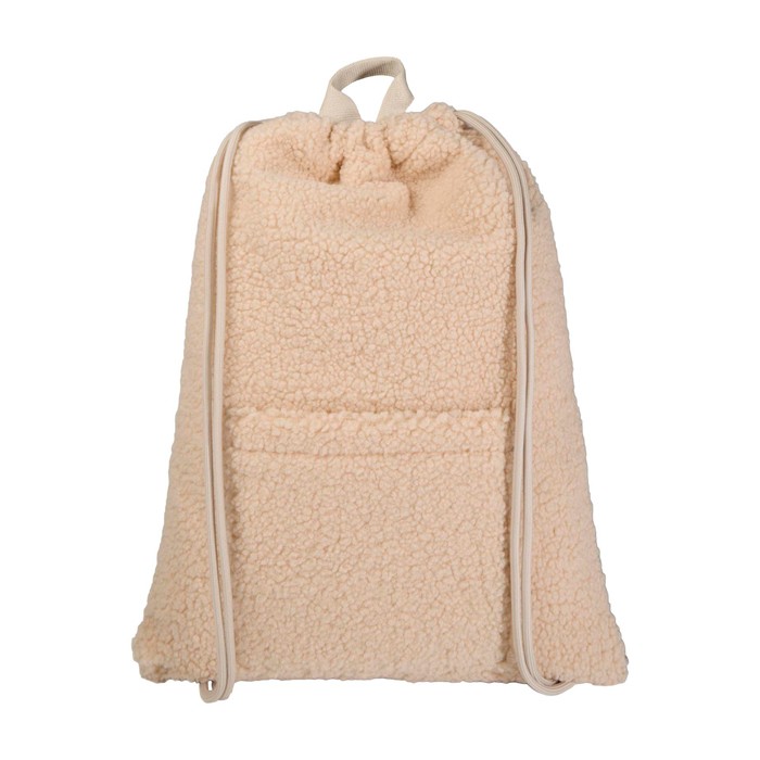 Mochila de cuerdas de sherpa reciclada con bolsillo frontal 9L color natural segunda vista frontal