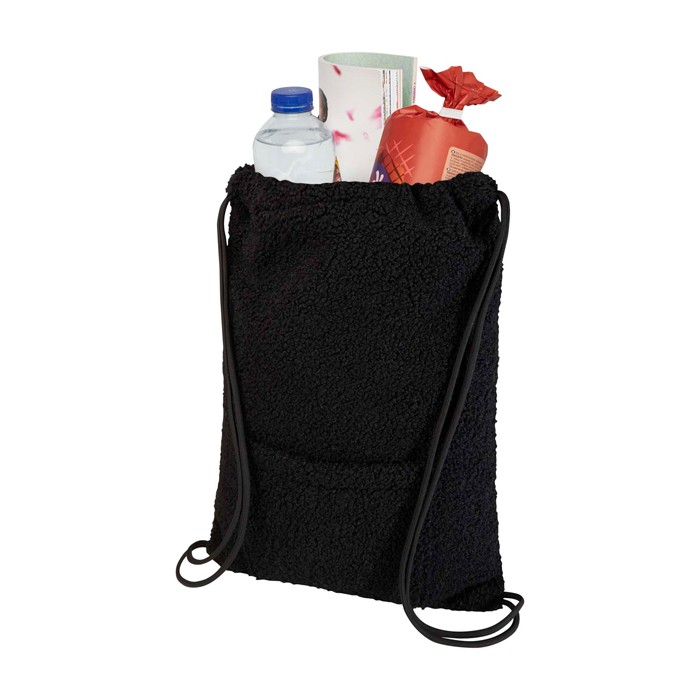 Mochila de cuerdas de sherpa reciclada con bolsillo frontal 9L color negro segunda vista