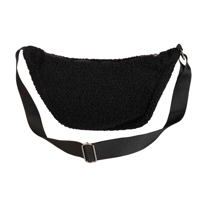 Bolso bandolera de sherpa reciclada con correas de hombros 3L color negro segunda vista trasera