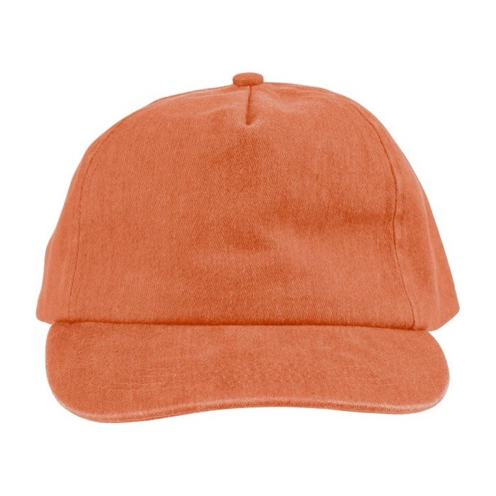 Gorra de 5 paneles en varios colores con efecto lavado 240 g/m2 color naranja primera vista Gorra de 5 paneles en varios colores con efecto lavado 240 g/m2 color naranja primera vista