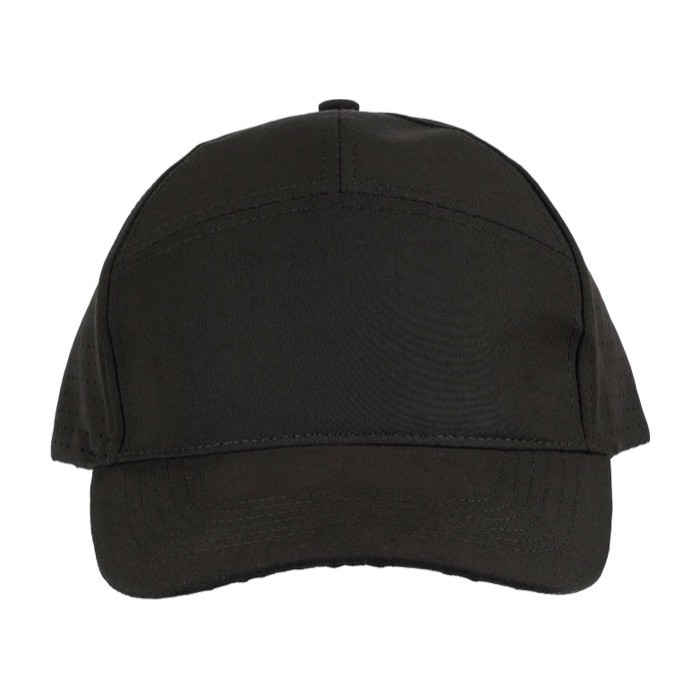 Gorra de poliéster con orificios en parte trasera para ventilación color negro primera vista Gorra de poliéster con orificios en parte trasera para ventilación color negro primera vista