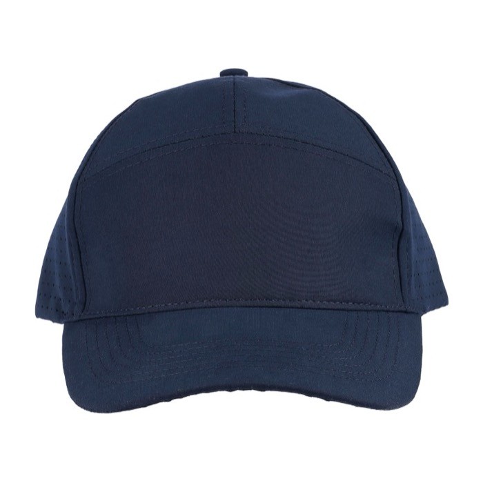 Gorra de poliéster con orificios en parte trasera para ventilación color azul primera vista Gorra de poliéster con orificios en parte trasera para ventilación color azul primera vista