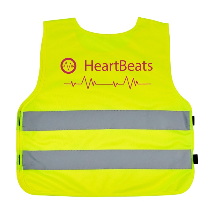 Chaleco alta visibilidad infantil 7 a 12 años con cierre velcro RFX™ color amarillo fluorescente vista impresión serigrafía