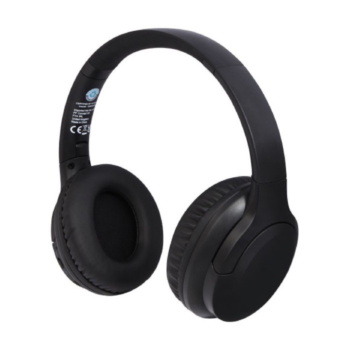 Auriculares de plástico reciclado con micro color negro Auriculares de plástico reciclado con micro color negro