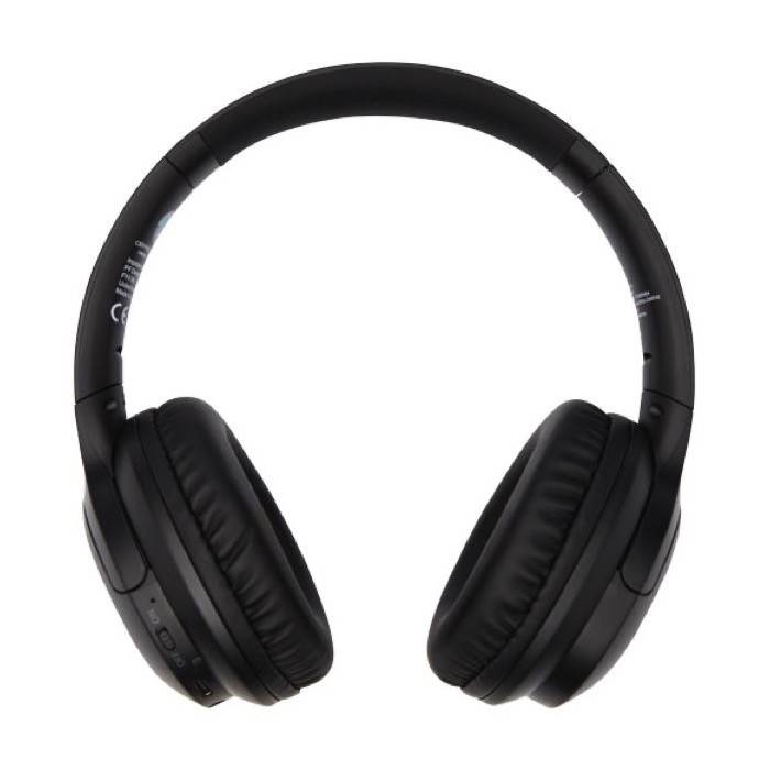 Auriculares de plástico reciclado con micro color negro segunda vista frontal Auriculares de plástico reciclado con micro color negro segunda vista frontal