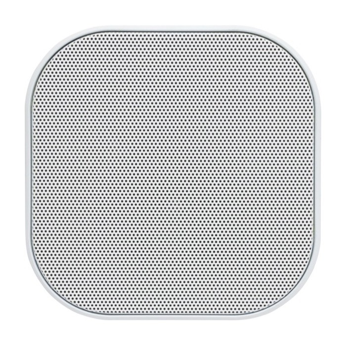 Mini altavoz de plástico reciclado con controles de música 3W color blanco segunda vista frontal Mini altavoz de plástico reciclado con controles de música 3W color blanco segunda vista frontal