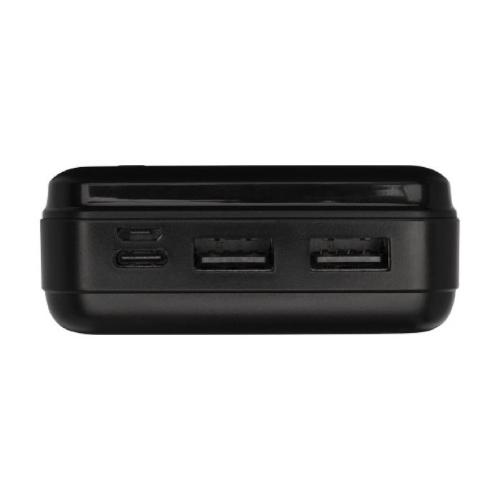 Batería externa de material reciclado de larga duración 20.000 mAh color negro vista detalle 1 Batería externa de material reciclado de larga duración 20.000 mAh color negro vista detalle 1
