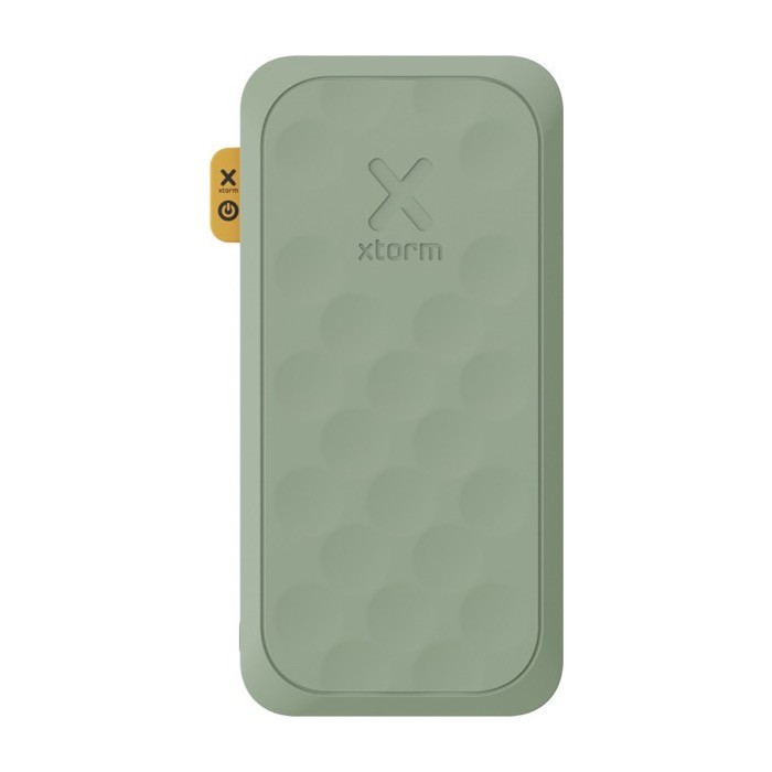 Batería externa con diseño agujereado y carga rápida 10.000 mAh color verde pistacho segunda vista frontal Batería externa con diseño agujereado y carga rápida 10.000 mAh color verde pistacho segunda vista frontal