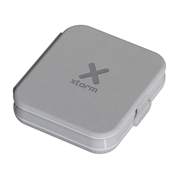 Cargador de viaje inalámbrico plegable y magnético 2 en 1 15W color gris segunda vista Cargador de viaje inalámbrico plegable y magnético 2 en 1 15W color gris segunda vista