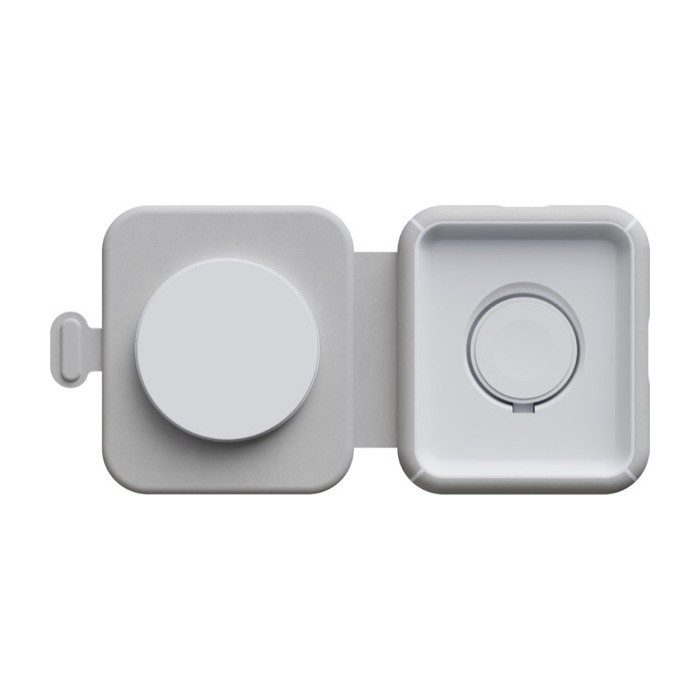 Cargador de viaje inalámbrico plegable y magnético 2 en 1 15W color gris Cargador de viaje inalámbrico plegable y magnético 2 en 1 15W color gris