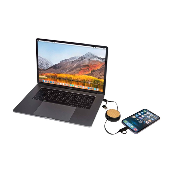 Cable retráctil de carga rápida 5 en 1 con sincronización de datos color negro cuarta vista