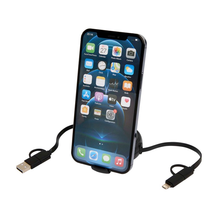 Cable retráctil de sincronización de datos con plástico y aluminio color negro tercera vista Cable retráctil de sincronización de datos con plástico y aluminio color negro tercera vista