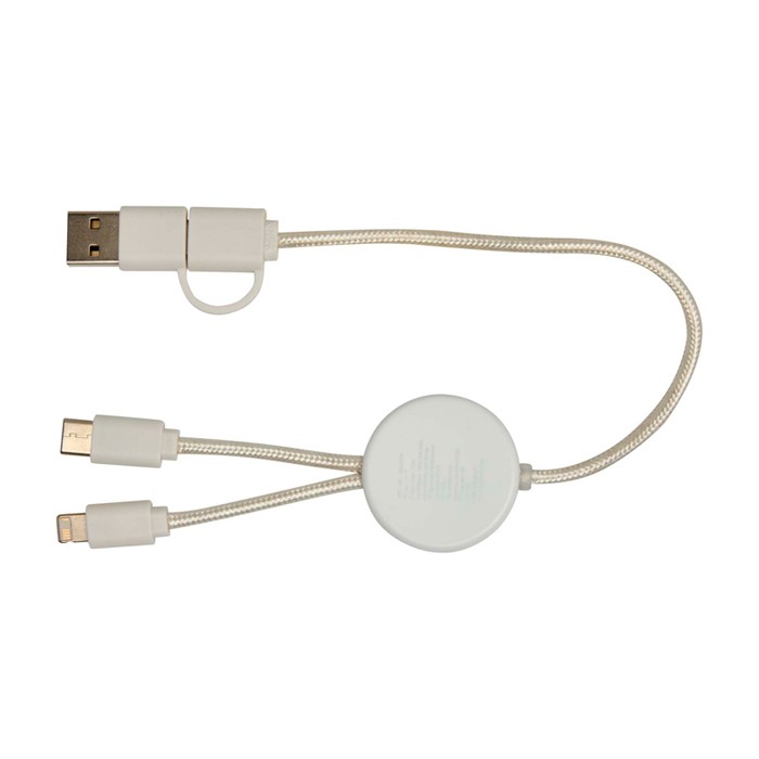 Cable de sincronización de datos y carga rápida con bambú 27W color blanco segunda vista trasera Cable de sincronización de datos y carga rápida con bambú 27W color blanco segunda vista trasera