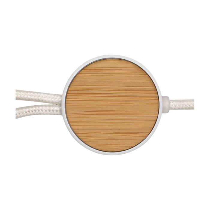 Cable de sincronización de datos y carga rápida con bambú 27W color blanco tercera vista frontal Cable de sincronización de datos y carga rápida con bambú 27W color blanco tercera vista frontal