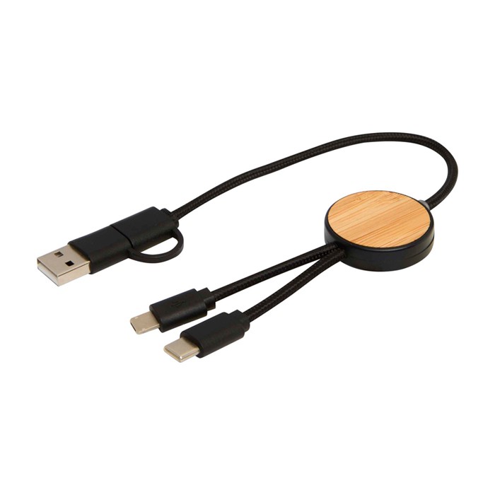 Cable de sincronización de datos y carga rápida con bambú 27W color negro segunda vista Cable de sincronización de datos y carga rápida con bambú 27W color negro segunda vista