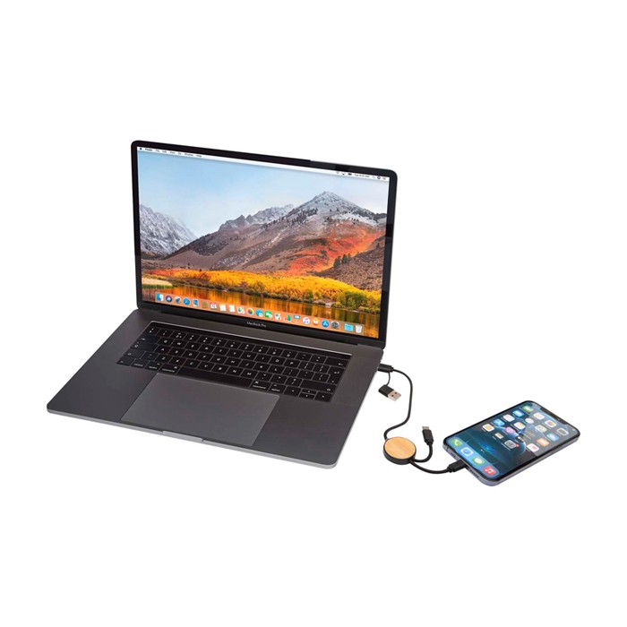 Cable de sincronización de datos y carga rápida con bambú 27W color negro cuarta vista Cable de sincronización de datos y carga rápida con bambú 27W color negro cuarta vista