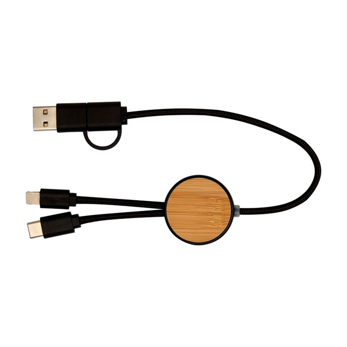 Cable de sincronización de datos y carga rápida con bambú 27W color negro segunda vista frontal Cable de sincronización de datos y carga rápida con bambú 27W color negro segunda vista frontal