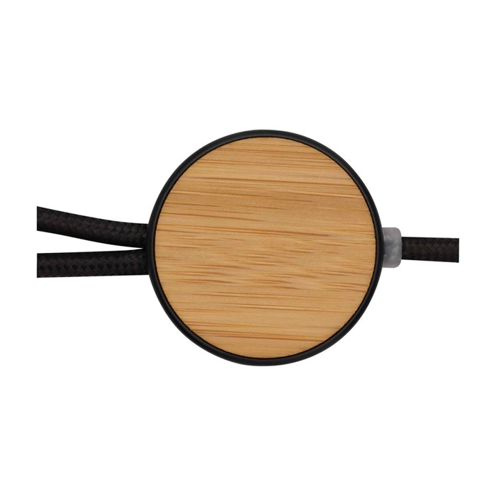 Cable de sincronización de datos y carga rápida con bambú 27W color negro tercera vista frontal Cable de sincronización de datos y carga rápida con bambú 27W color negro tercera vista frontal