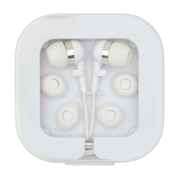 Auriculares tipo C de cable con sonido de alta calidad y micrófono color blanco segunda vista frontal Auriculares tipo C de cable con sonido de alta calidad y micrófono color blanco segunda vista frontal