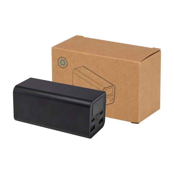 Powerbank ideal para portátil de aluminio reciclado 20.000 mAh color negro