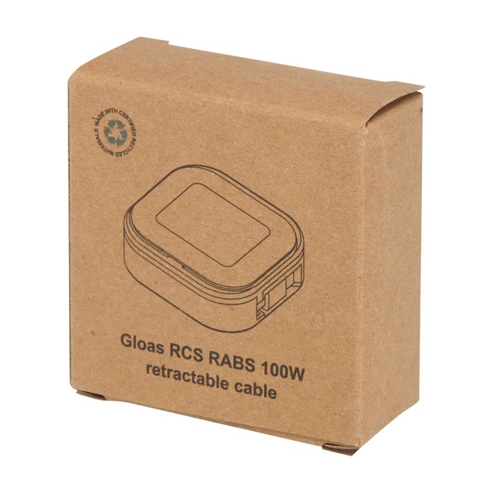 Cable retráctil 5 en 1 de carga rápida y sincronización de datos 100W color blanco segunda vista con caja