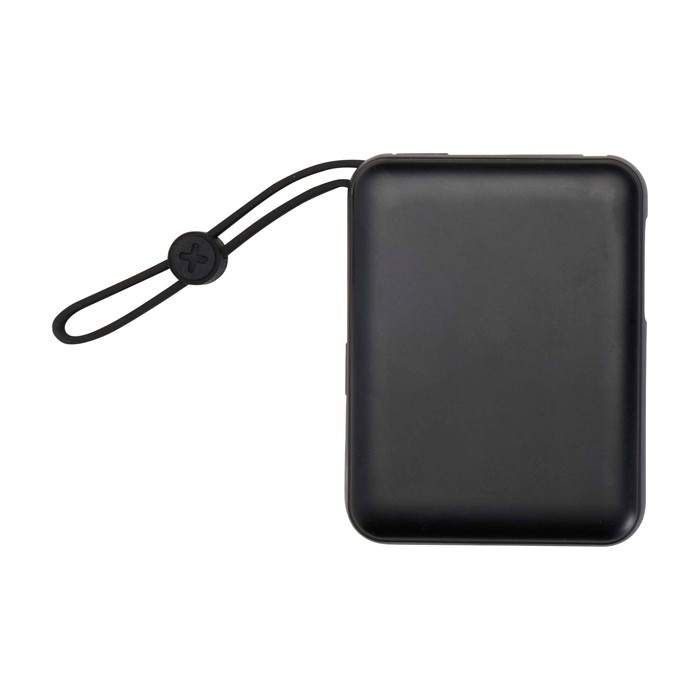 Batería externa de plástico reciclado con carga rápida 10.000 mAh color negro segunda vista frontal