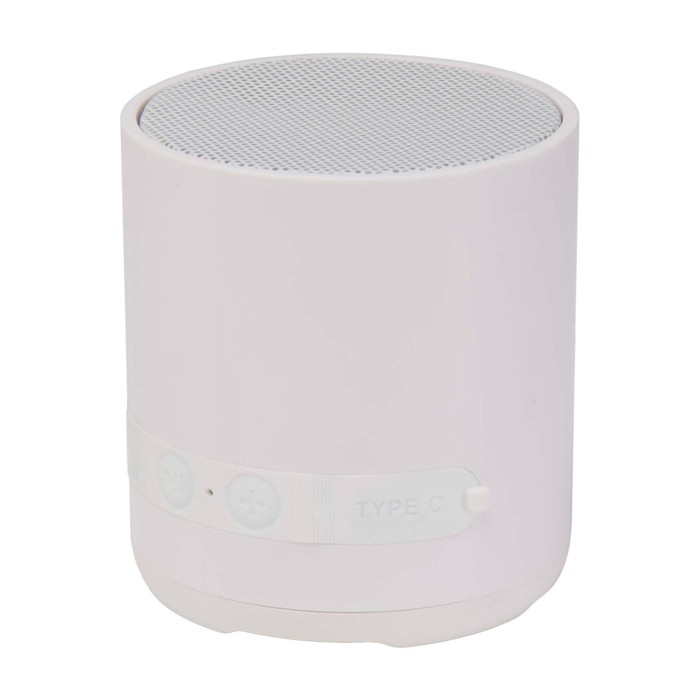 Altavoz inalámbrico de plástico reciclado con micrófono integrado 3W color blanco segunda vista Altavoz inalámbrico de plástico reciclado con micrófono integrado 3W color blanco segunda vista