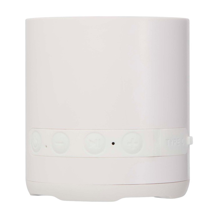 Altavoz inalámbrico de plástico reciclado con micrófono integrado 3W color blanco segunda vista frontal Altavoz inalámbrico de plástico reciclado con micrófono integrado 3W color blanco segunda vista frontal