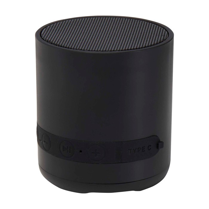 Altavoz inalámbrico de plástico reciclado con micrófono integrado 3W color negro segunda vista Altavoz inalámbrico de plástico reciclado con micrófono integrado 3W color negro segunda vista