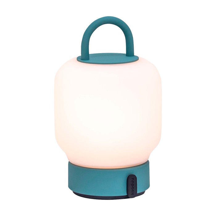 Lámpara portátil tipo farol que aporta iluminación suave Kooduu Loome color verde menta