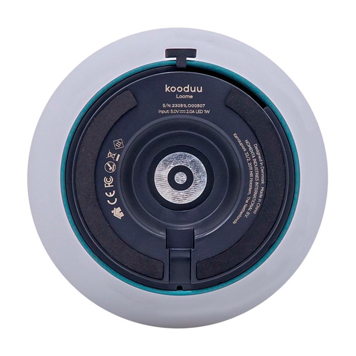 Lámpara portátil tipo farol que aporta iluminación suave Kooduu Loome color verde menta vista detalle 2