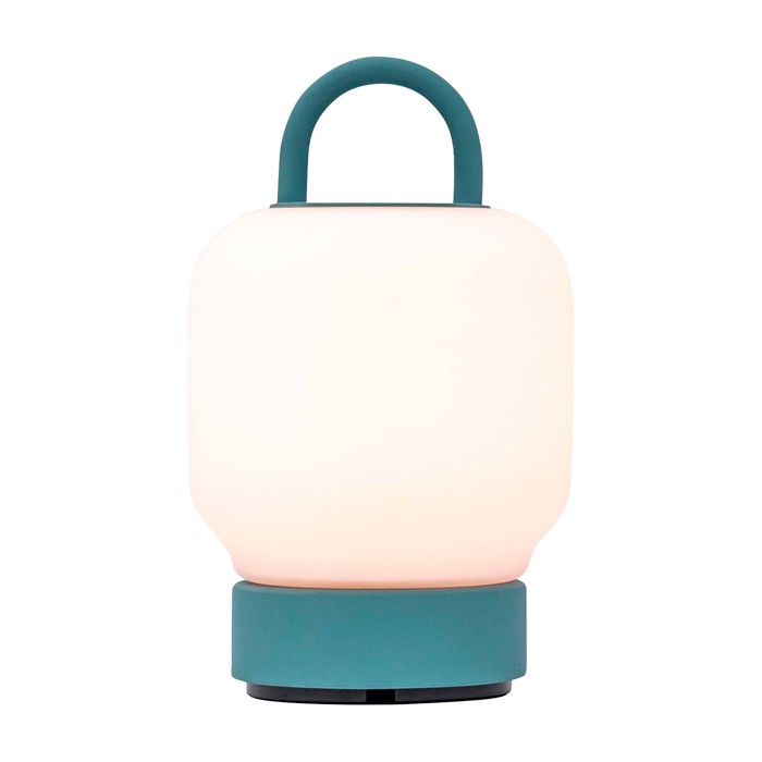Lámpara portátil tipo farol que aporta iluminación suave Kooduu Loome color verde menta segunda vista
