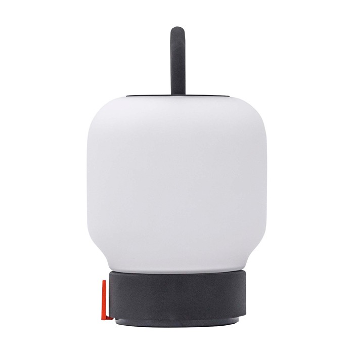 Lámpara portátil tipo farol que aporta iluminación suave Kooduu Loome color antracita vista lateral