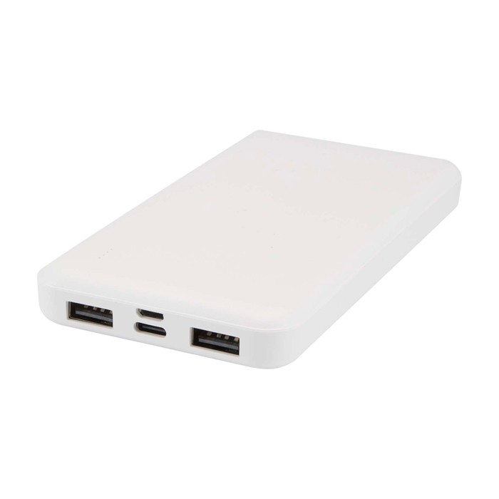 Powerbank de plástico reciclado con indicador LED de carga 10.000 mAh color blanco segunda vista