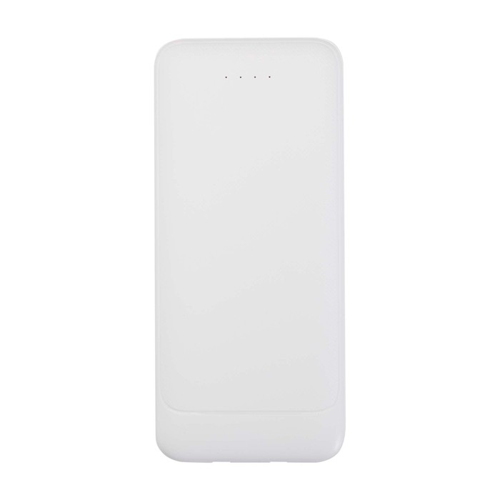 Batería externa de plástico reciclado con 2 cables 10.000 mAh color blanco segunda vista frontal