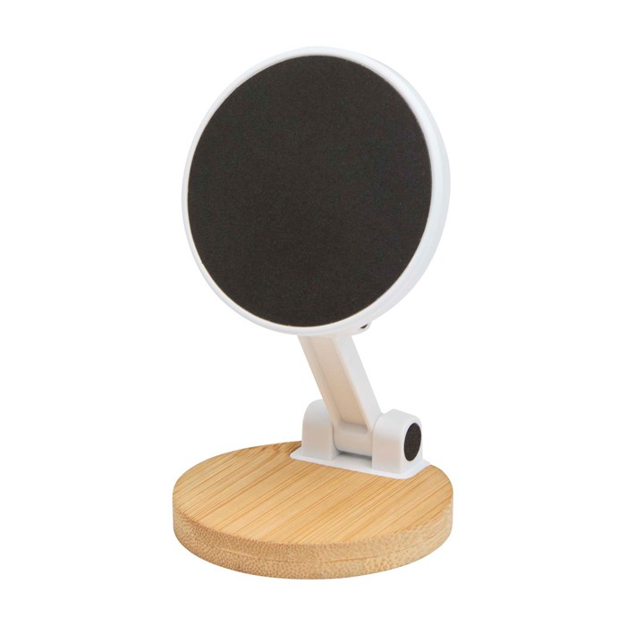 Soporte plegable magnético para teléfono con base de bambú color blanco segunda vista