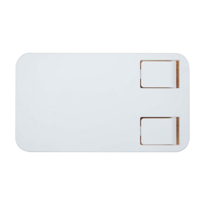 Soporte plegable para móvil para escritorio con base de bambú color blanco segunda vista frontal