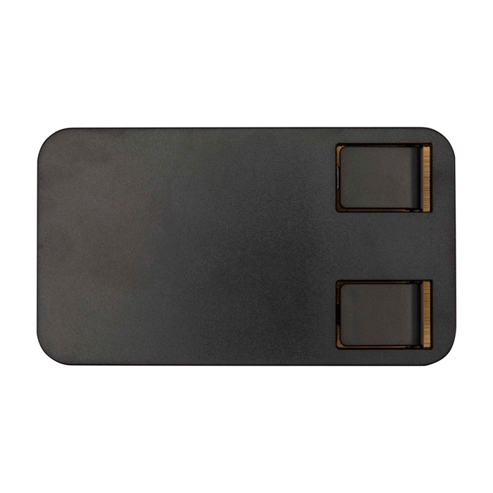 Soporte plegable para móvil para escritorio con base de bambú color negro segunda vista frontal