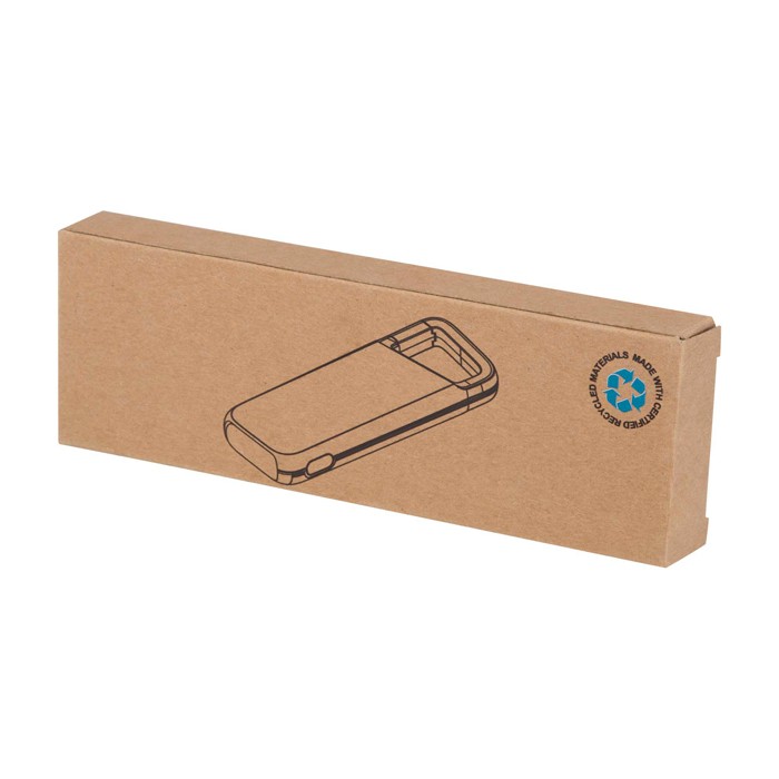 Powerbank ecológico resistente al agua con mosquetón 5.000 mAh color negro segunda vista con caja