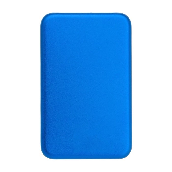 Batería externa solar de aluminio con bordes de color 4.000 mAh color azul segunda vista Batería externa solar de aluminio con bordes de color 4.000 mAh color azul segunda vista