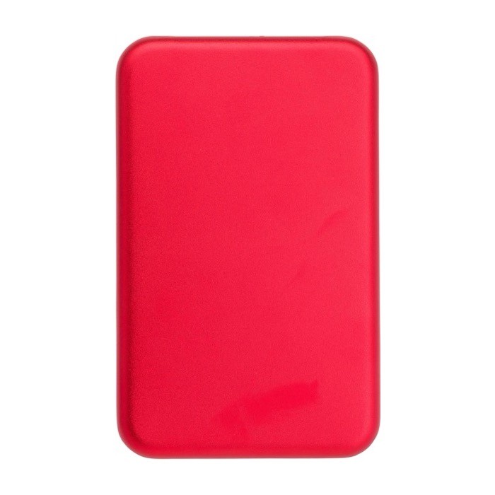 Batería externa solar de aluminio con bordes de color 4.000 mAh color rojo segunda vista Batería externa solar de aluminio con bordes de color 4.000 mAh color rojo segunda vista