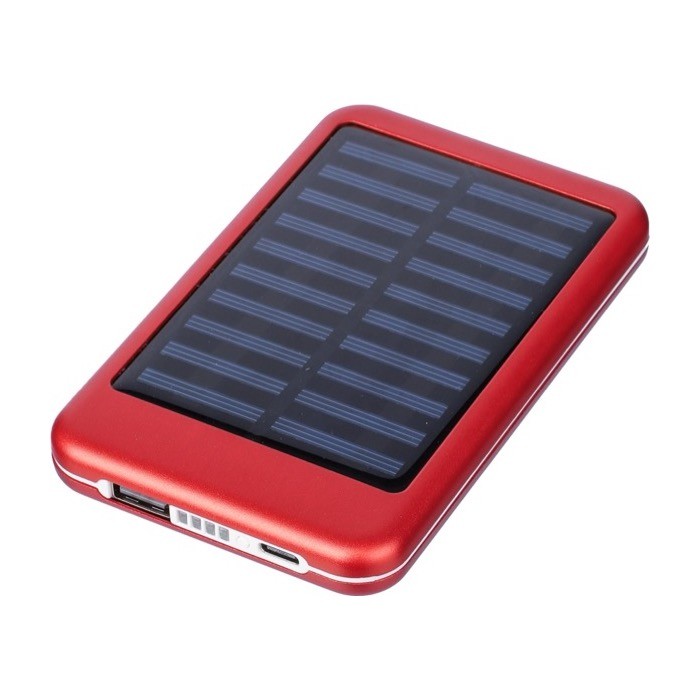 Batería externa solar de aluminio con bordes de color 4.000 mAh tercera vista Batería externa solar de aluminio con bordes de color 4.000 mAh tercera vista