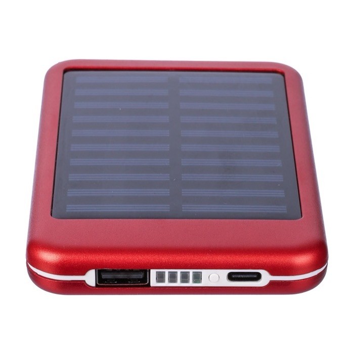 Batería externa solar de aluminio con bordes de color 4.000 mAh cuarta vista Batería externa solar de aluminio con bordes de color 4.000 mAh cuarta vista