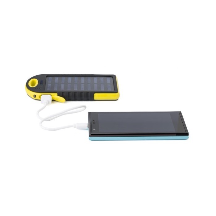 Batería externa solar con una linterna en el lateral 4.000 mAh tercera vista Batería externa solar con una linterna en el lateral 4.000 mAh tercera vista